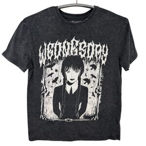 Wednesday Adams Design Youth Mineral Wash Black Short Sleeve T-Shirt Size XL